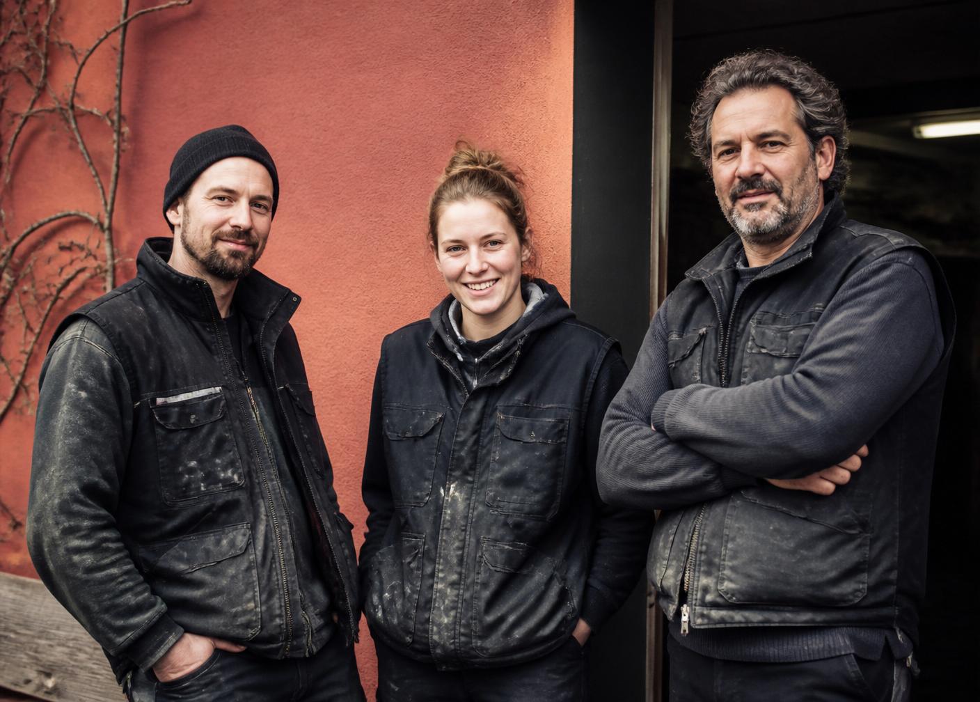 Das Team der Musterhandwerk GmbH vor der Werkstatt